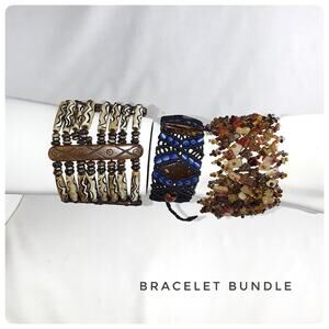 BRACELET Bundle 3pc Festival Jewelry Tribal Hippie Boho Beads Wood Plastic